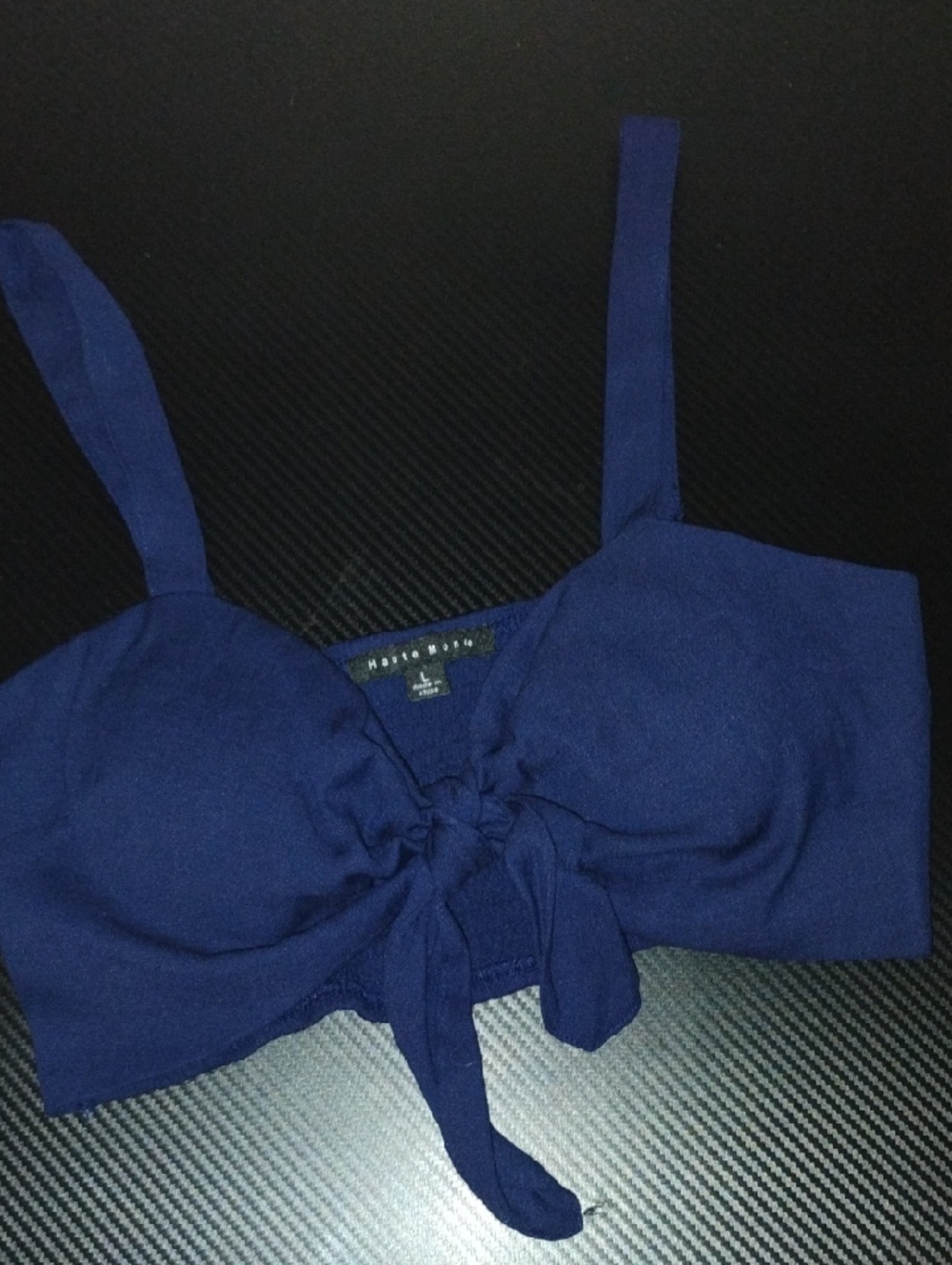 Navy Tie-Front Camisole Crop Top